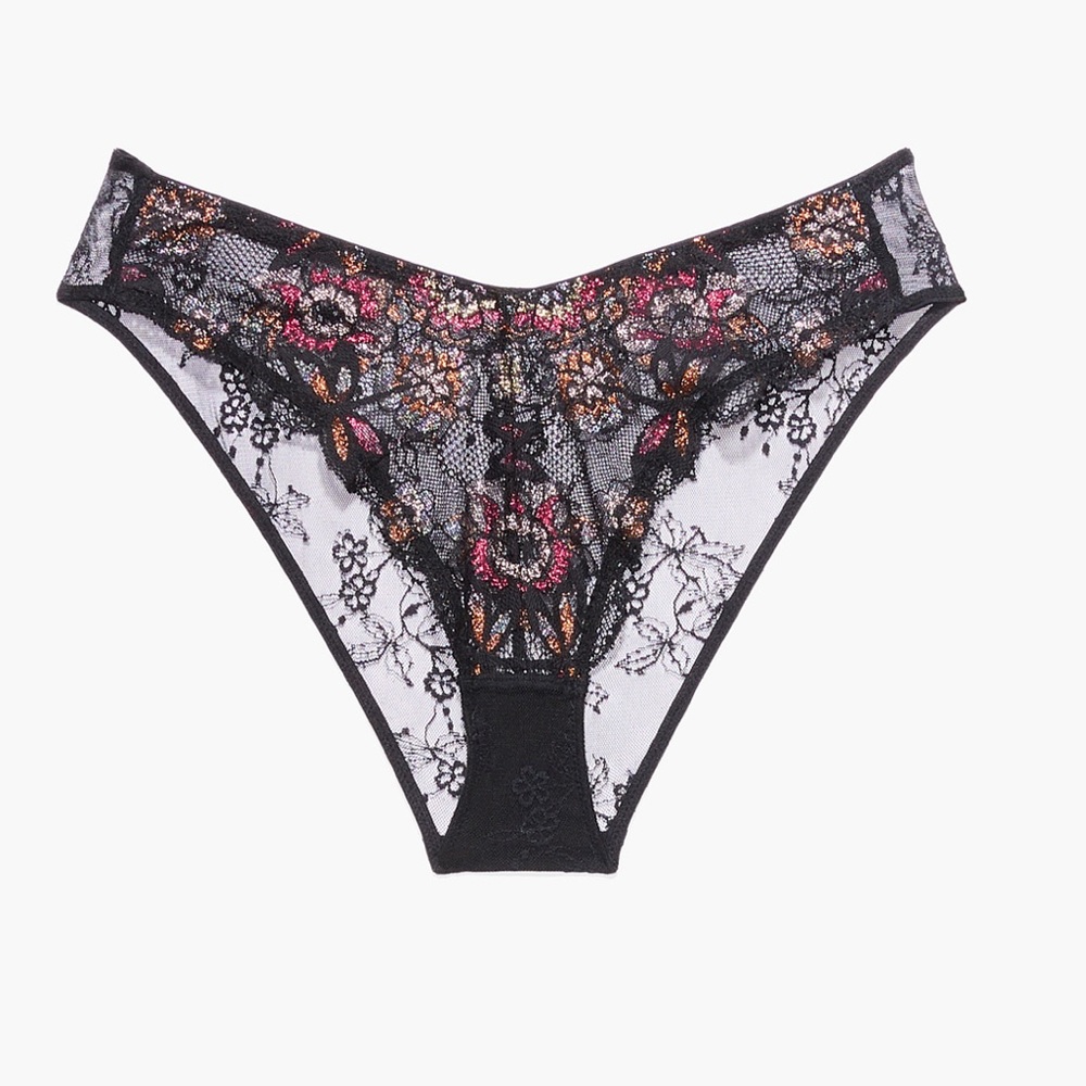 Savage X Fenty Black Caviar Art Nouveau Nymph Nouveau Lace Cheeky Panty